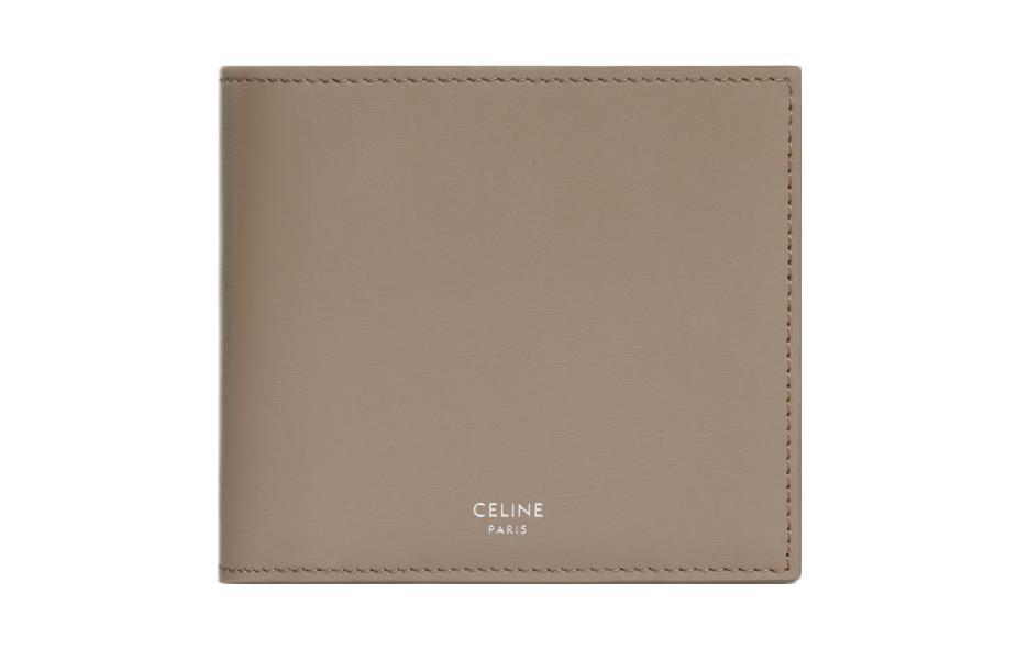 Celine Celine Shiny Cow Leather Wallet Men's Smoky Taupe