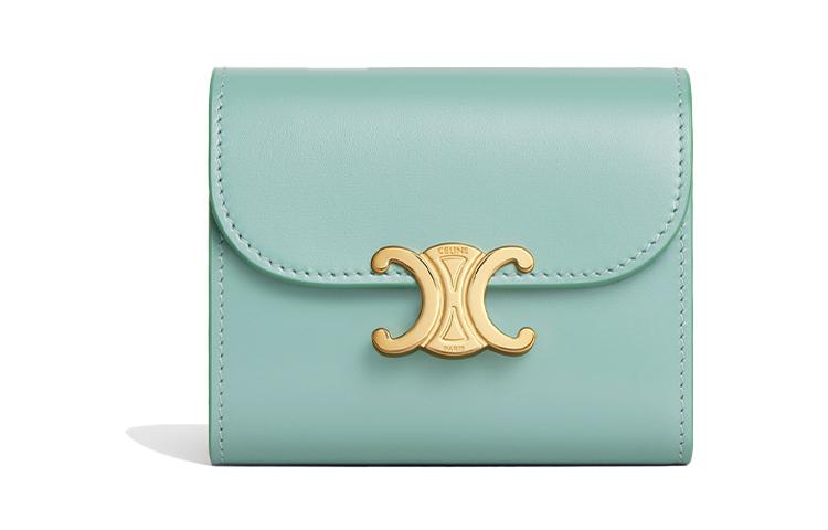 Celine Celine Triomphe Arc De Triomphe Calfskin Wallet Small Size Women's Cool Mint