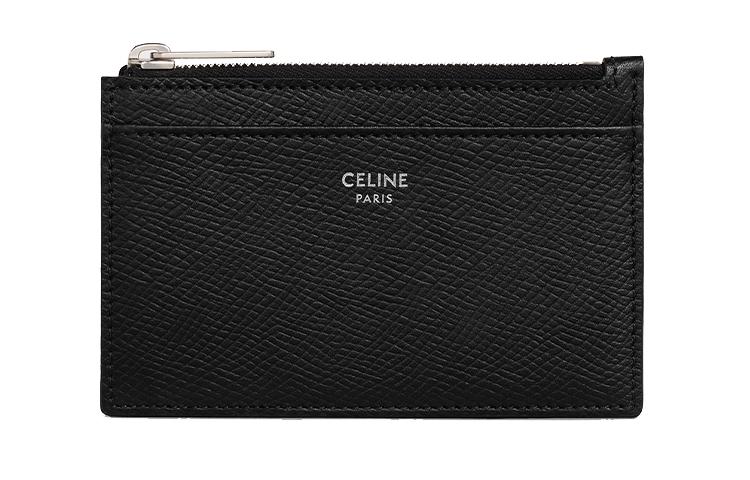 Celine Celine Grained Calfskin Coin Purses Card Holders Mini Women's Black
