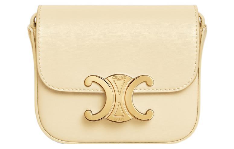 Celine Celine Triomphe Arc De Triomphe Shiny Calfskin Shoulder Bag Crossbody Bag Mini Women's Light Yellow/Light Yellow