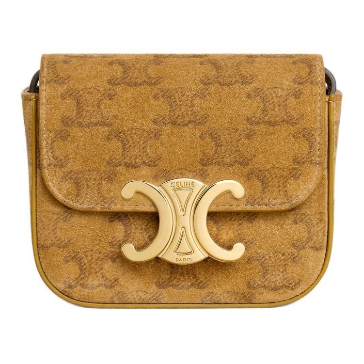 Celine Celine Suede Calfskin Shoulder Bag Crossbody Bag Women's Brown Yellow