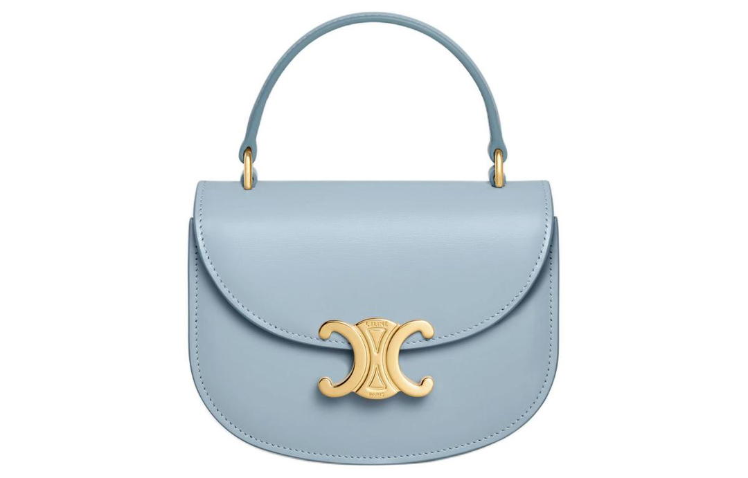 Celine Celine Triomphe Arc De Triomphe Calfskin Shoulder Bag Crossbody Bag Handbag Mini Women's Light Blue
