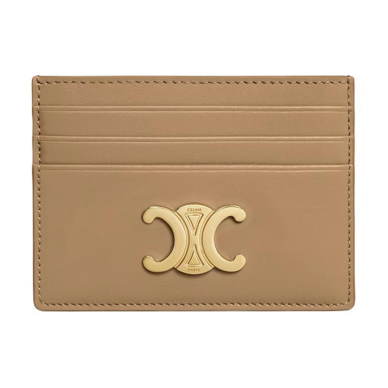 Celine Celine Triomphe Calfskin Card Holder Women's Brown