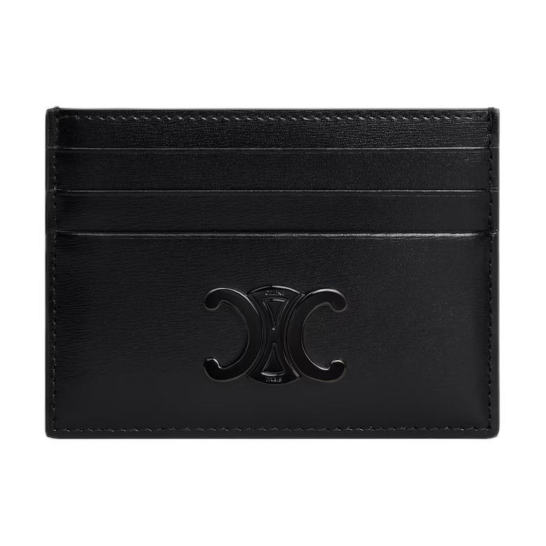 Celine Celine Triomphe Calfskin Card Holder Women's Black