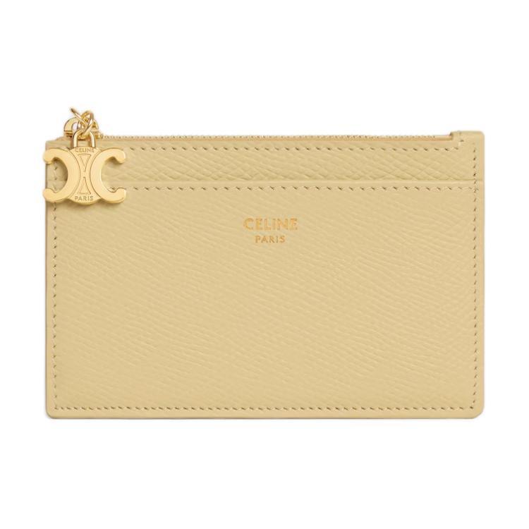 Celine Celine Triomphe Calfskin Card Holder Women's Yellow