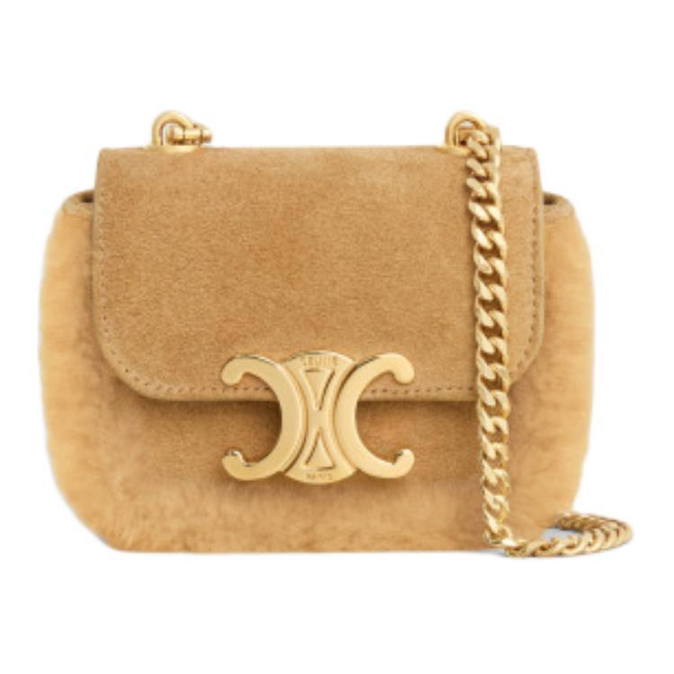 Celine Celine Cow Leather Suede Shoulder Bag, Crossbody Bag Mini Women's Natural Color
