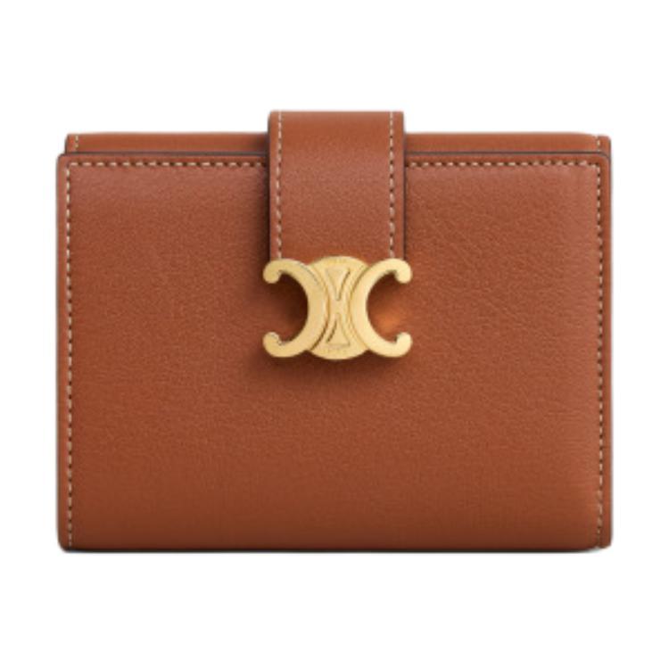 Celine Celine Cow Leather Wallet Women's Tawny