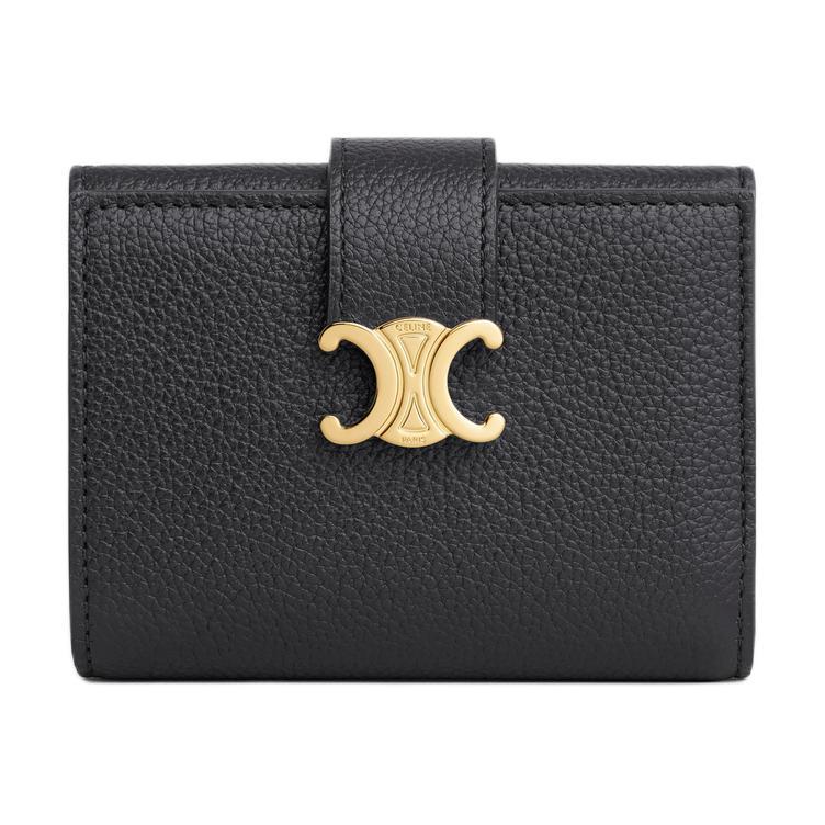 Celine Celine Victoire Cow Leather Wallet Women's Black
