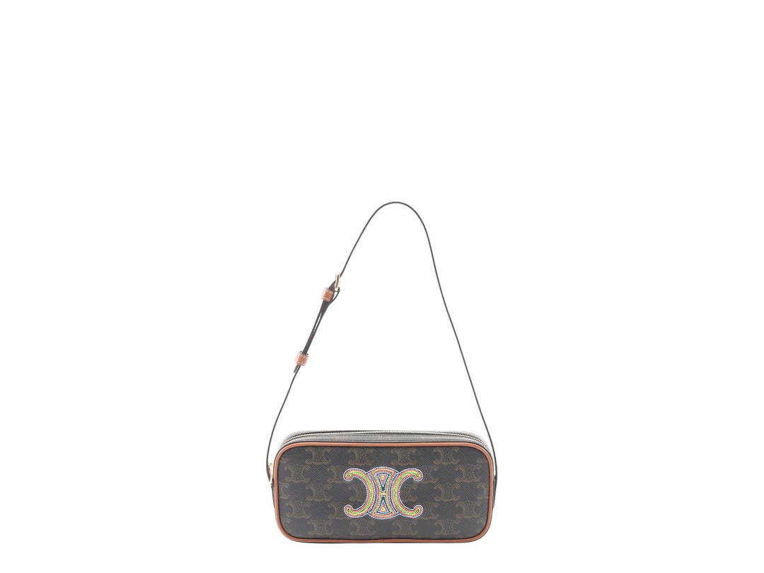 Celine Celine Mini Triomphe Shoulder Bags Tan Rainbow
