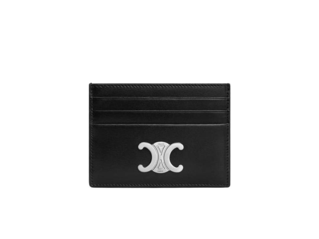 Celine Celine Card Holder Triomphe In Shiny Calfskin Black