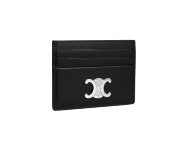 Celine Celine Card Holder Triomphe In Shiny Calfskin Black - view 2