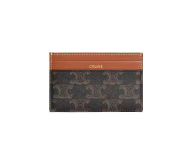 Celine Celine Medium Card Holder In Triomphe Canvas And Calfskin Tan - view 1