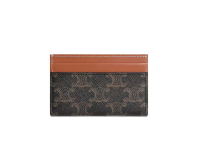 Celine Celine Medium Card Holder In Triomphe Canvas And Calfskin Tan - view 2
