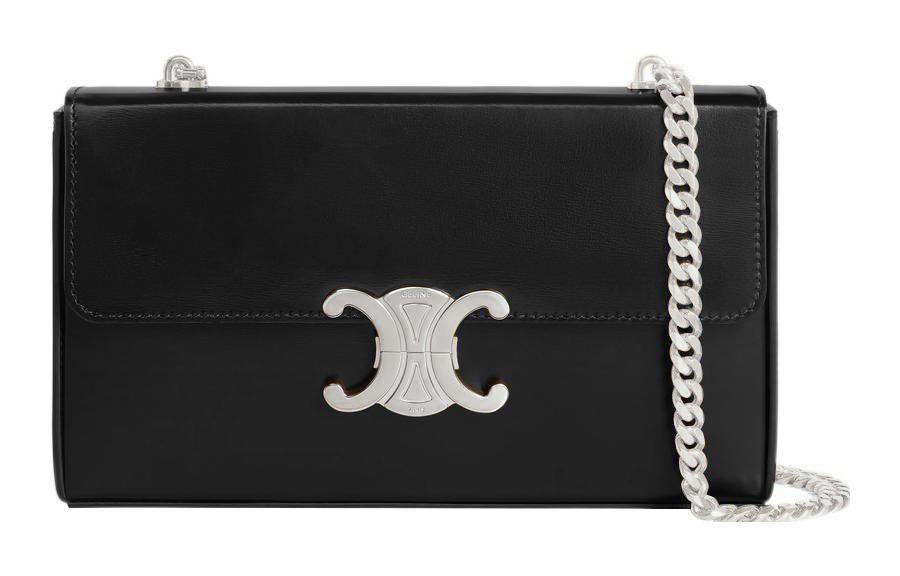Celine Celine Triomphe Cow Leather Box Bag Crossbody Bag Shoulder Bag Women's Black