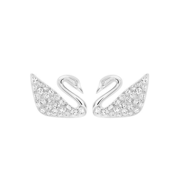 Swarovski Swarovski Swan Earrings - white gold plated - view 1