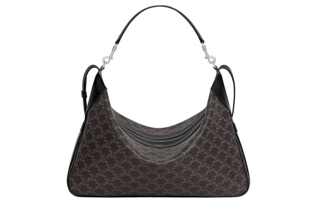 Celine Celine Romy Collection Canvas-paneled Calfskin Trim Shoulder Bag Crossbody Bag Handbags Large Size Men's Black