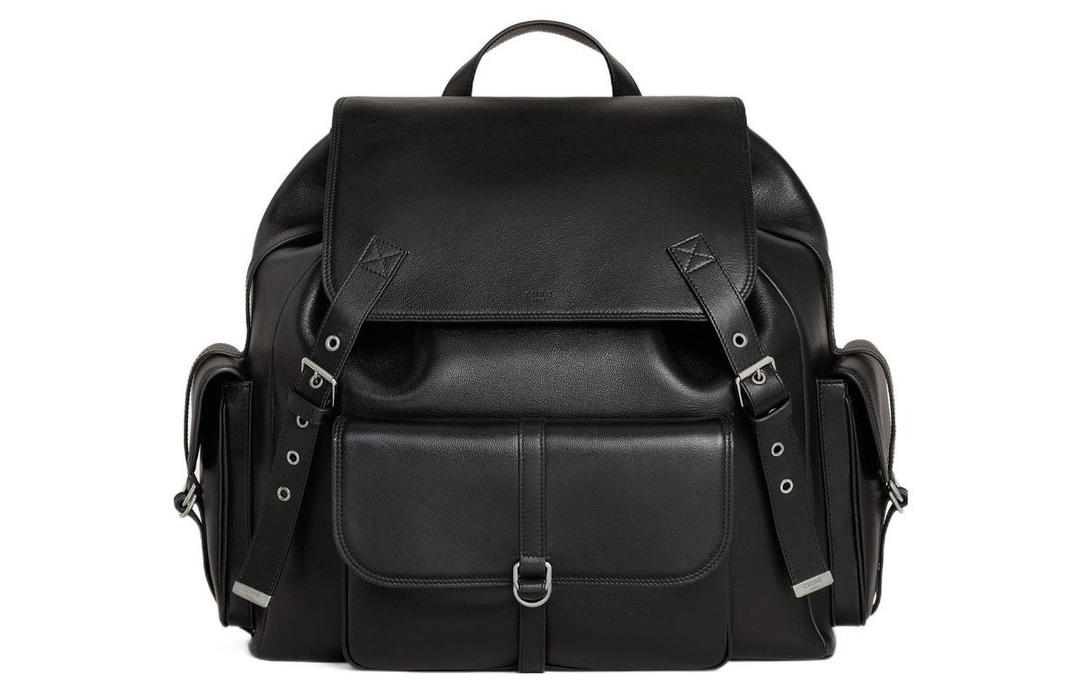 Celine Celine Smooth Cow Leather Backpack Large Size Men's Black