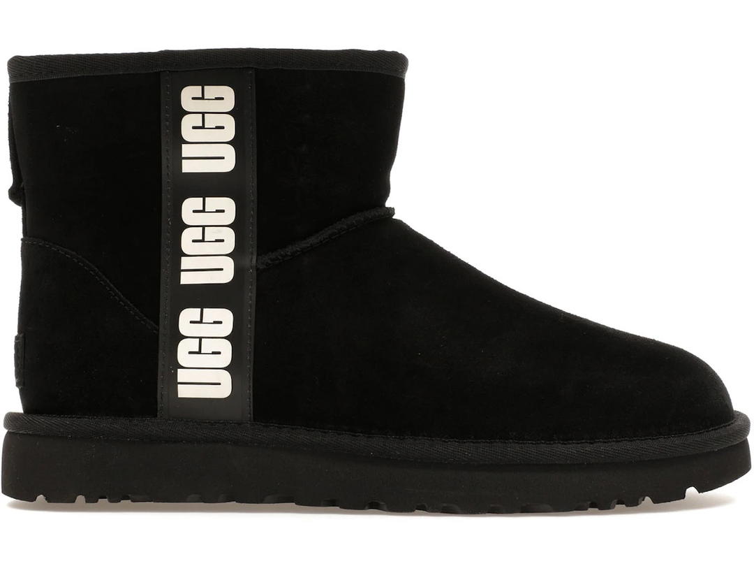UGG UGG Classic Mini Side Logo Boot Black White (Women's)