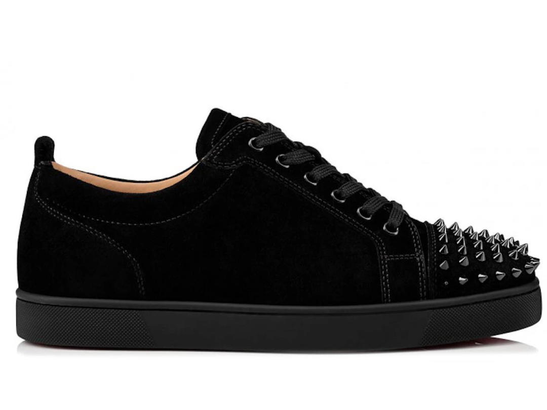 Christian Louboutin Christian Louboutin Louis Junior Spikes Veau Velours Sneaker Black