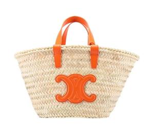 Buy Celine Triomphe Palm Leaf Cow Leather Patchwork Tote Bag Shopping Bag Basket Handbag Women's Orange at Sasom – Authentic and Ready to Ship