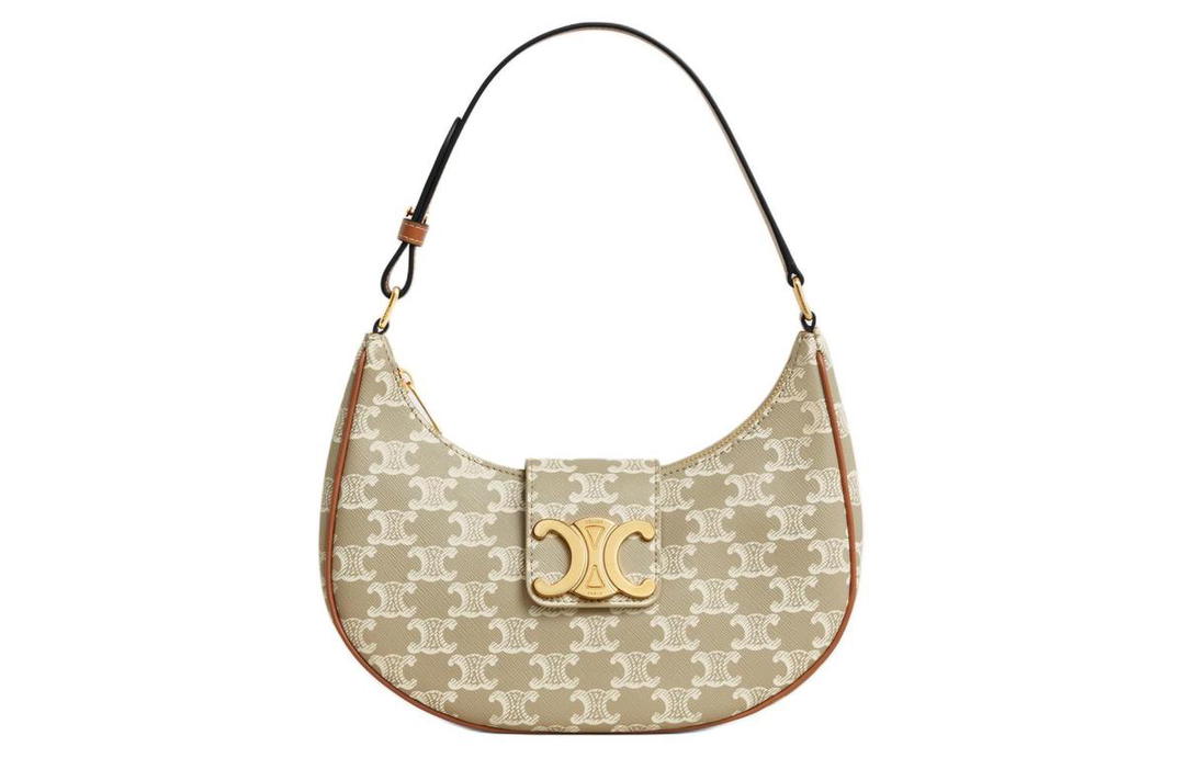 Celine Celine Cow Leather Handbag Shoulder Bag Women's Greige