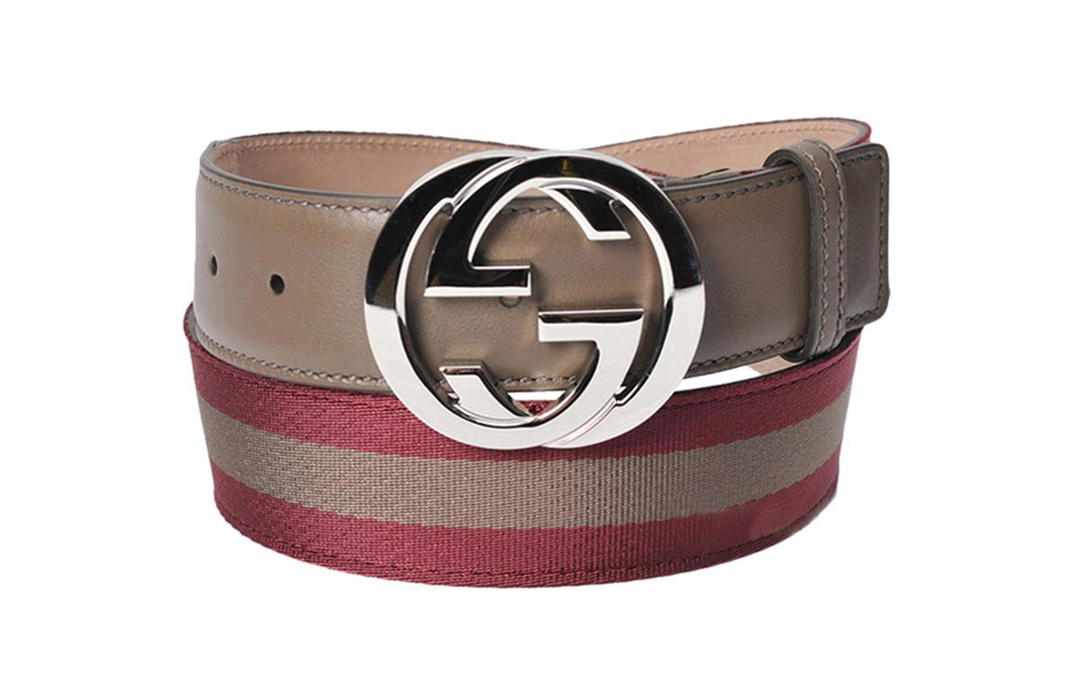 Gucci Gucci Logo Styling Smooth Buckle Belt Men's Coffee Width: 4cm
