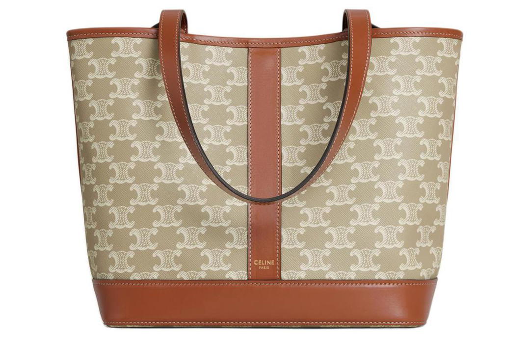 Celine Celine Cabas Cow Leather Binding Bucket Bags Handbags Small Size Women's Greige
