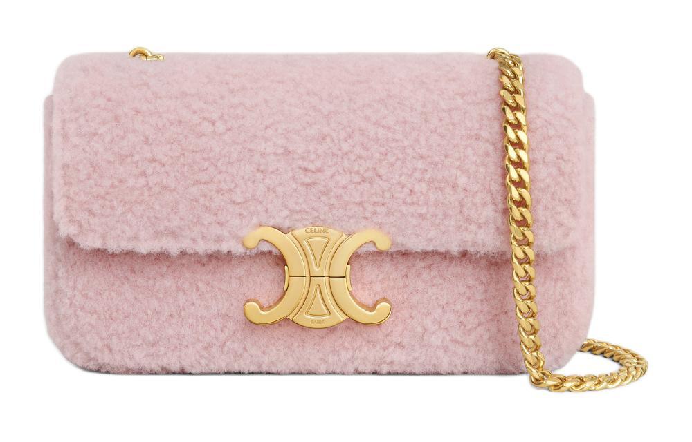 Celine Celine Sheepskin Leather Shoulder Bag Crossbody Bag Women's Light Pink