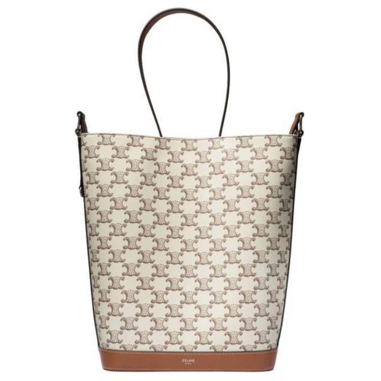 Celine Celine Triomphe Canvas With Calfskin Bucket Bags Shoulder Bag Crossbody Bag Men's Ecru