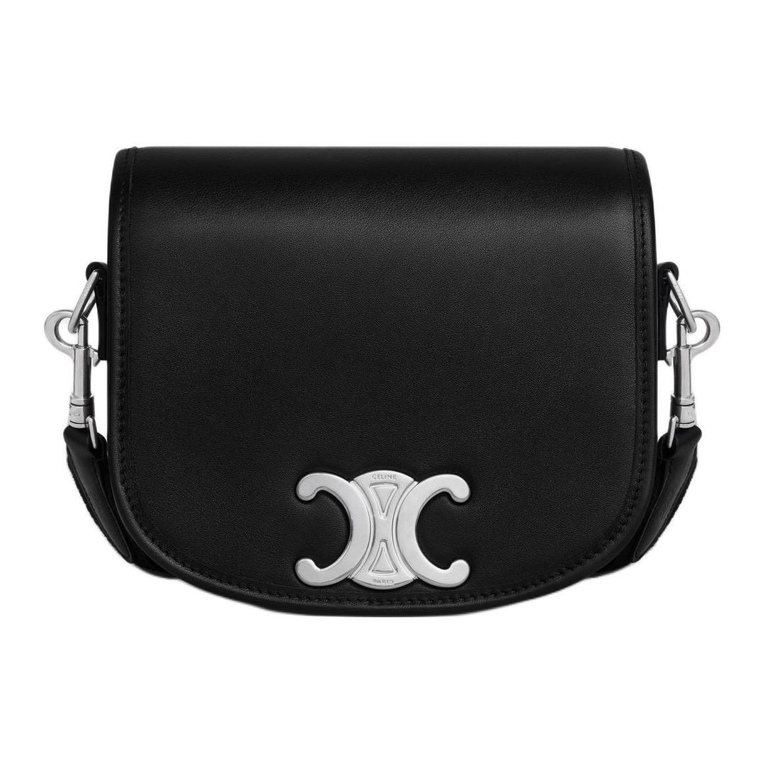 Celine Celine Besace Calfskin Shoulder Bag, Crossbody Bag Small Size Men's Black