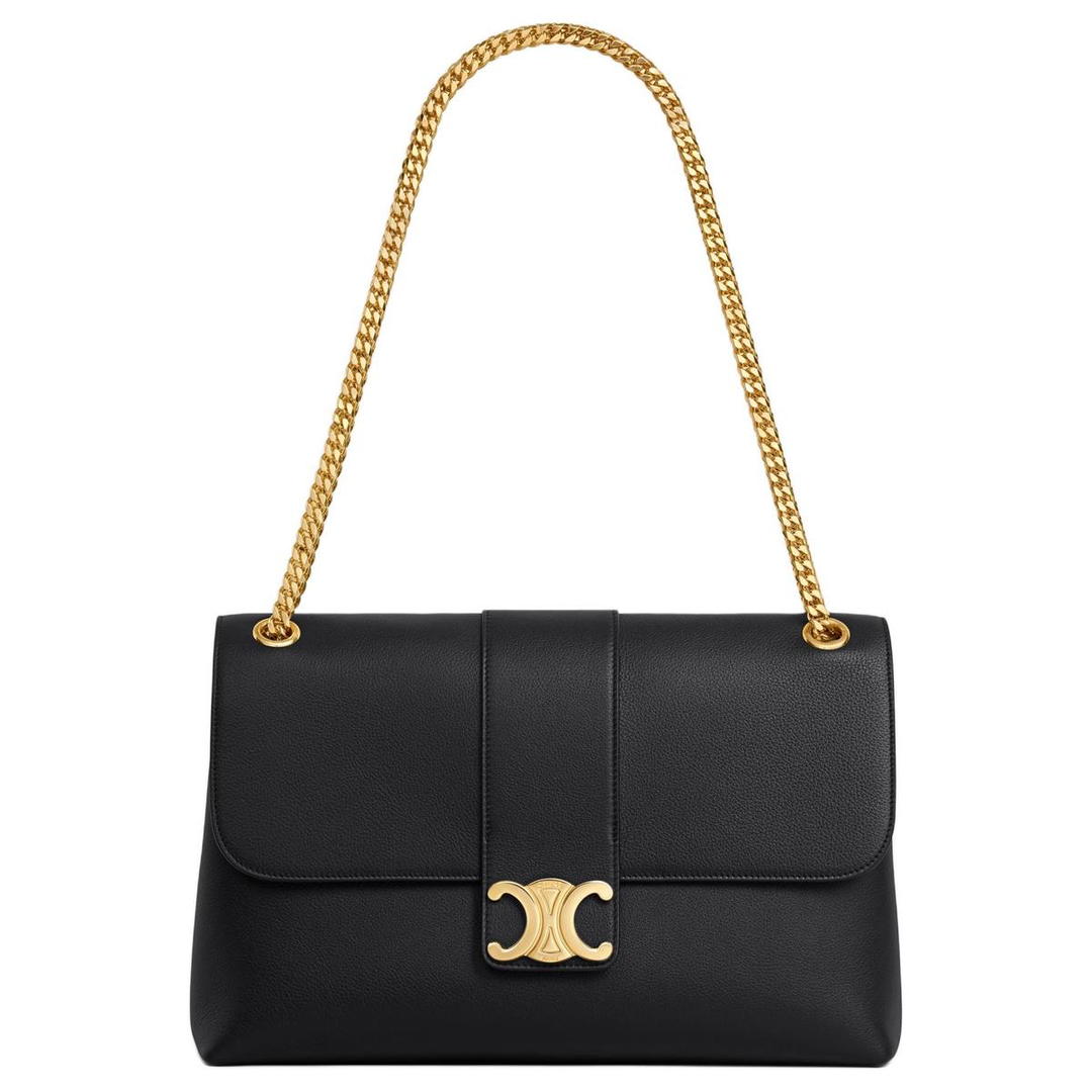 Celine Celine Victoire Calfskin Shoulder Bag Large Size Women's Black