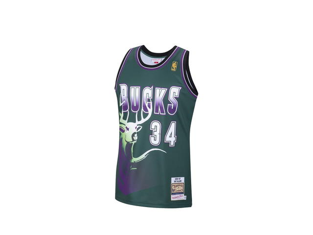 Mitchell & Ness Mitchell & Ness Milwaukee Bucks Ray Allen 1996 Hardwood Classics Alternate Swingman Jersey - Dark Green - Mens - view 1