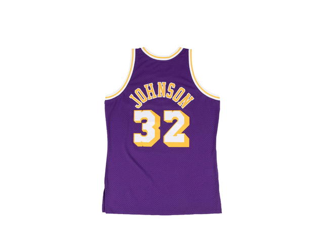 Mitchell & Ness Mitchell & Ness Los Angeles Lakers Magic Johnson 1984-85 Hardwood Classics Road Swingman Jersey - Purple - Mens - view 1