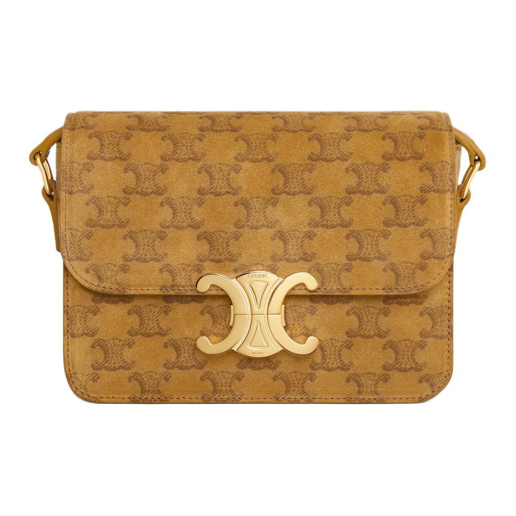 Celine Celine Suede Calfskin Crossbody Bag Shoulder Bag Women's Gold