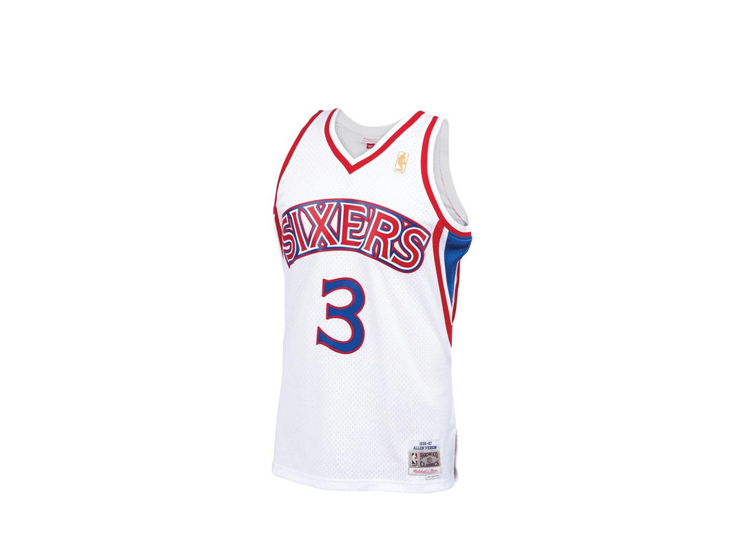 Mitchell & Ness Mitchell & Ness Philadelphia 76ers Allen Iverson 1996 Swingman Jersey - White - Mens