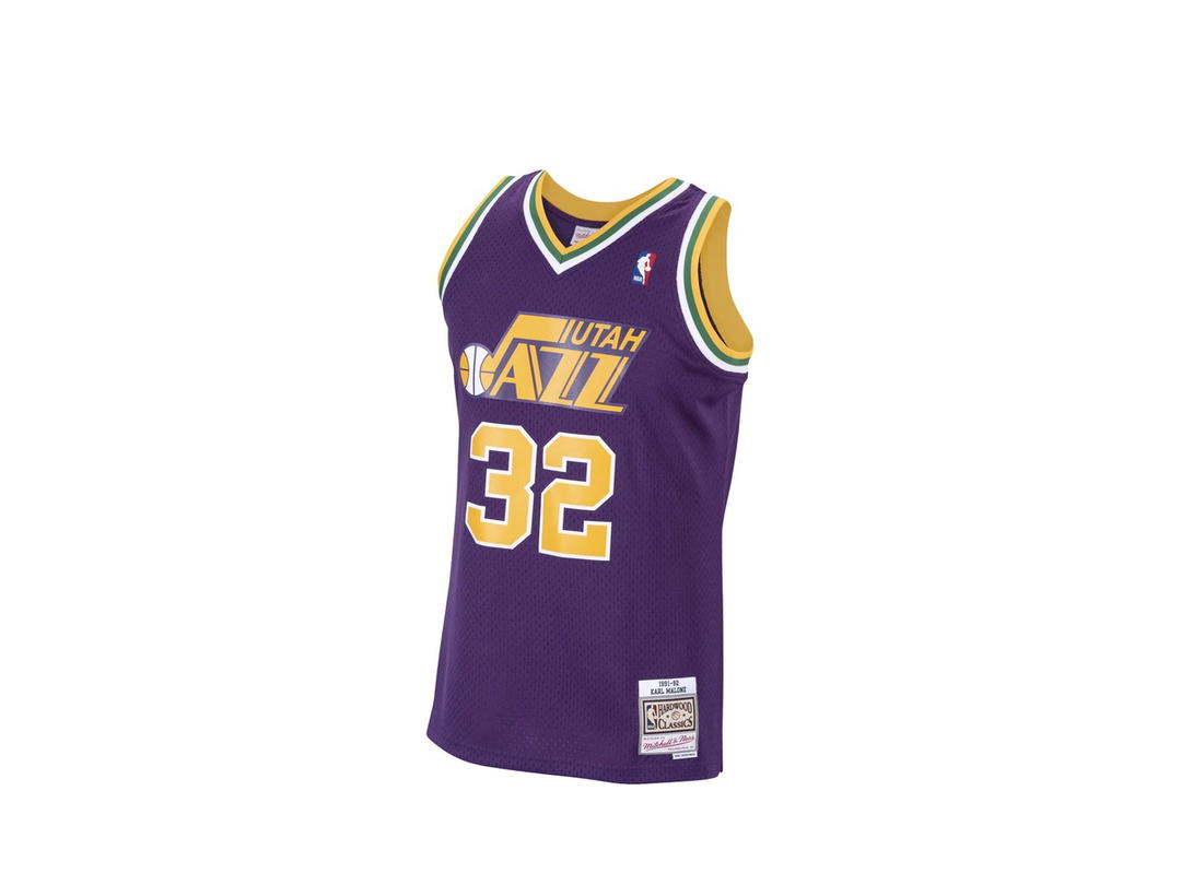 Mitchell & Ness Mitchell & Ness Utah Jazz Karl Malone 1991 Hardwood Classics Road Swingman Jersey - Purple - Mens