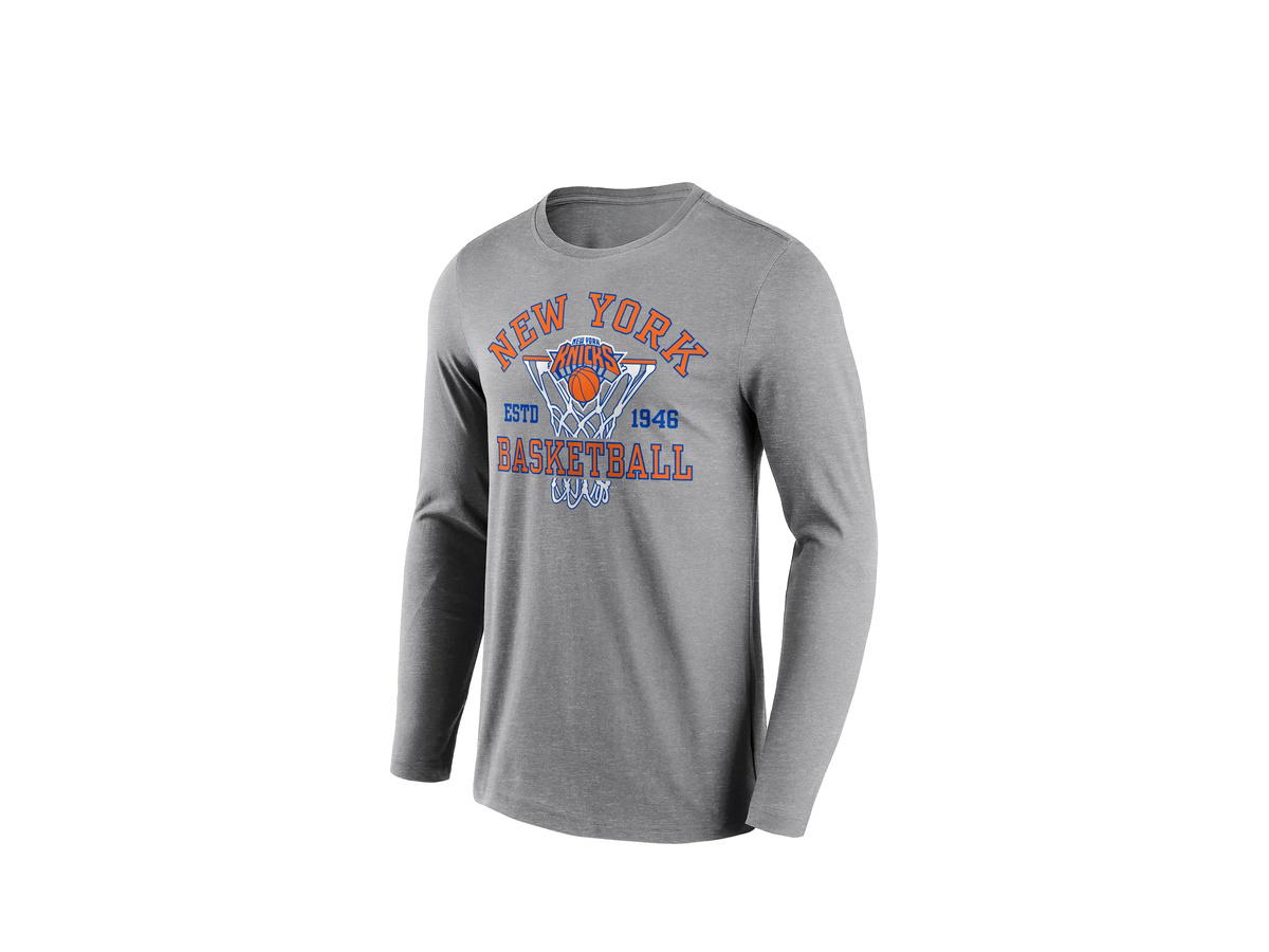 Fanatics Fanatics Unlabeled New York Knicks Nothing But Net Graphic Long Sleeve T-Shirt - Mens