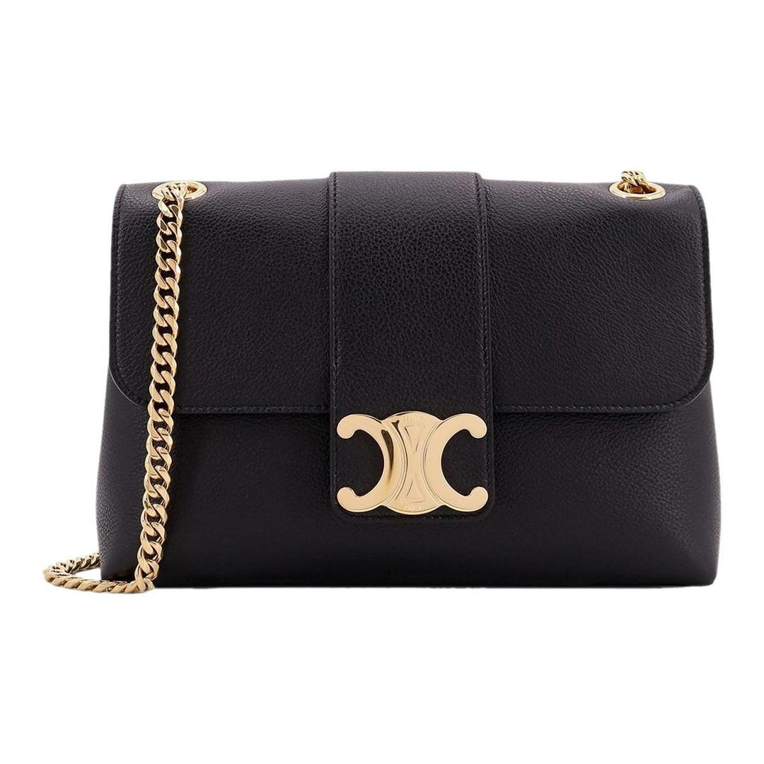 Celine Celine Victoire Grain Calfskin Crossbody Bag, Shoulder Bag Small Size Women's Black