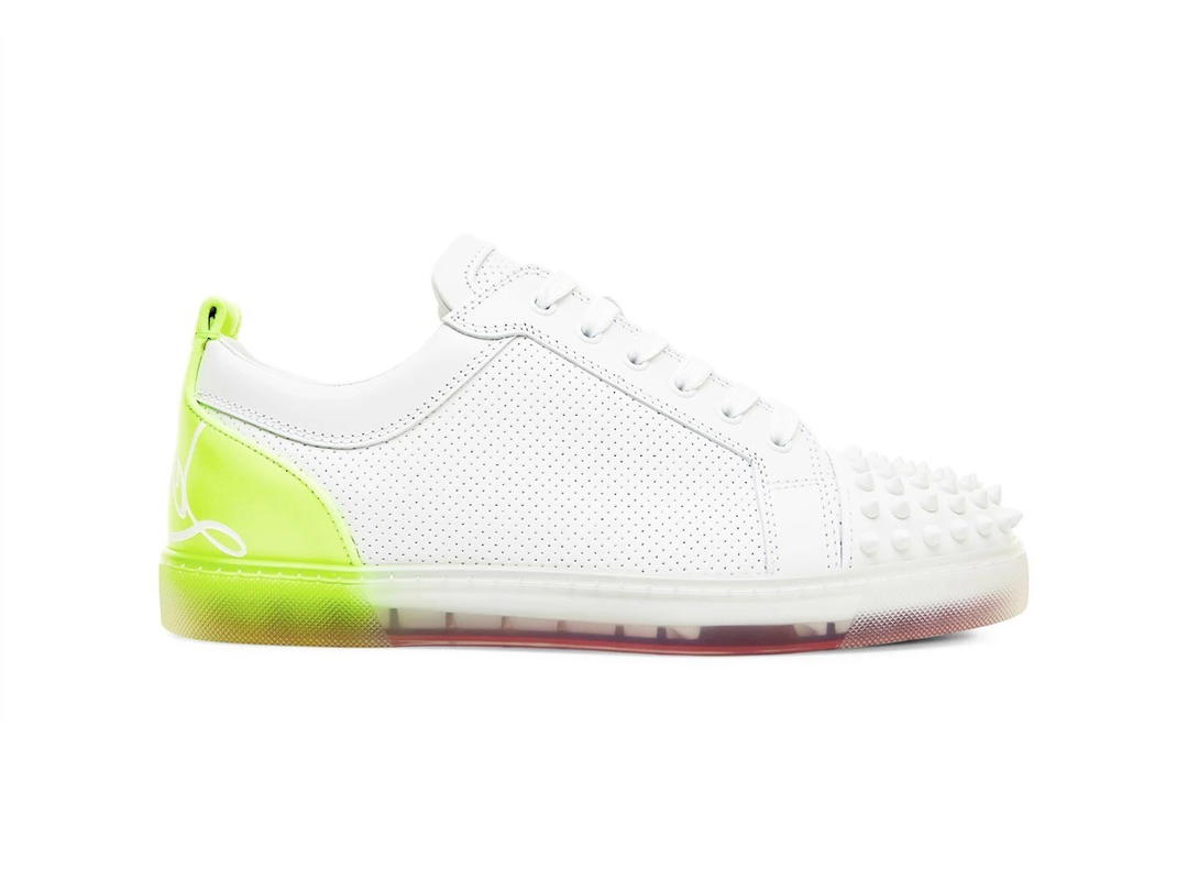 Christian Louboutin Christian Louboutin Fun Louis Junior Spikes Flat White Fluo Yellow