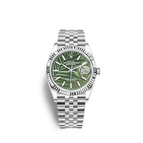 Rolex Rolex Datejust 36 Stainless Steel / Fluted / Green - Palm / Jubilee