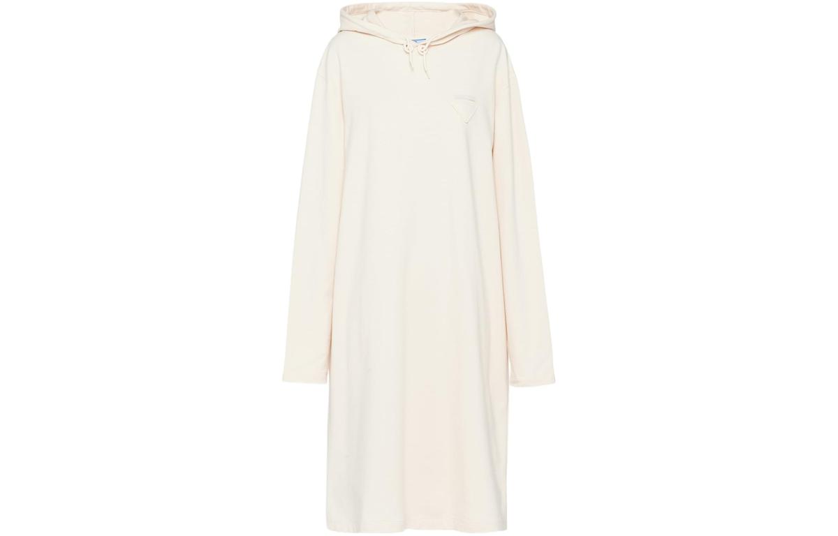 Prada Prada Triangle-Logo Drawstring Hooded Dress