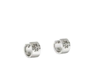 Buy Tory Burch Britten Huggie Hoop Earrings Silver Metal at Sasom – Authentic and Ready to Ship