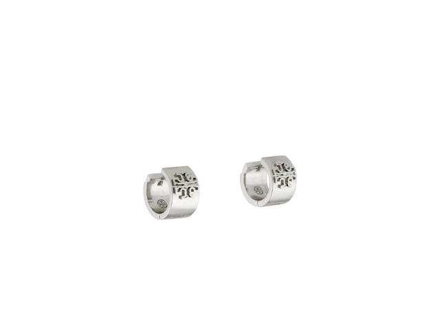 Tory Burch Tory Burch Britten Huggie Hoop Earrings Silver Metal - view 1