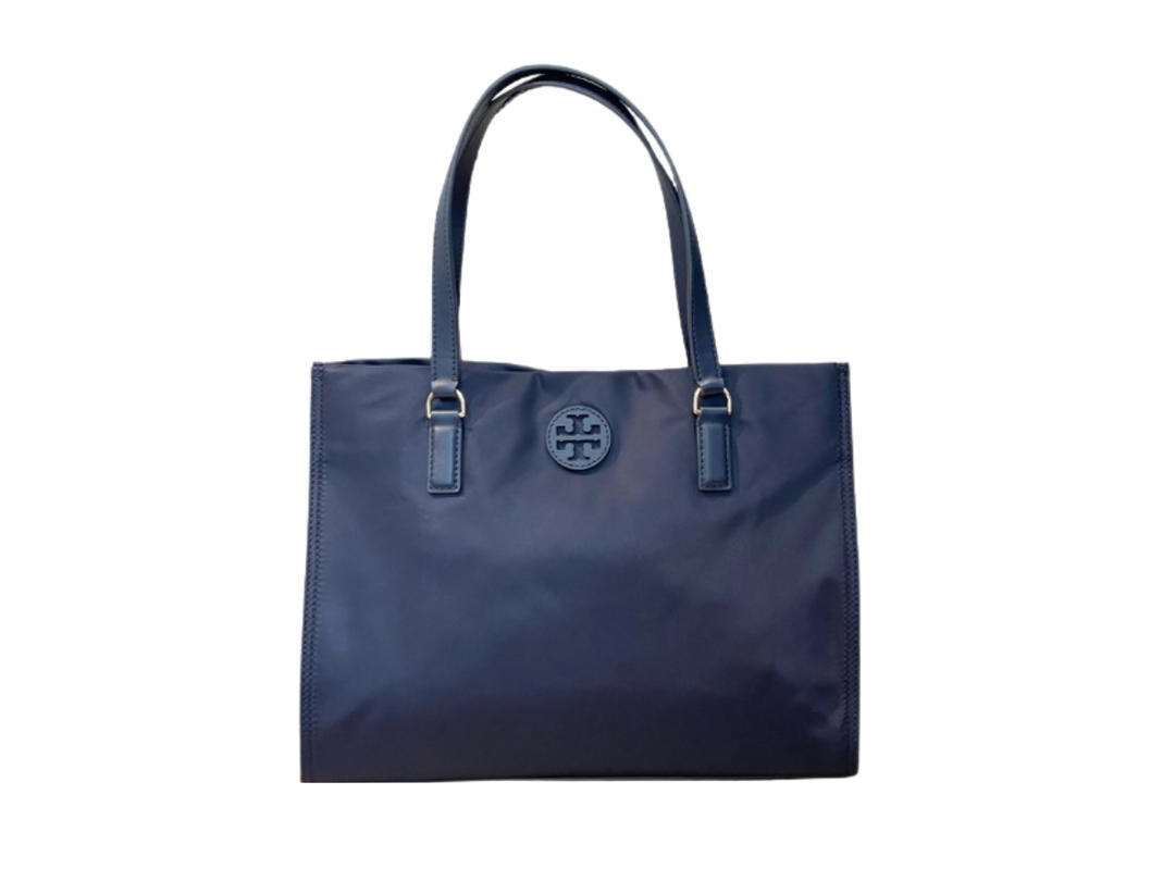 Tory Burch Tory Burch Nylon Ella Tote Navy Blue Large Bag In Nylon With Gold Hardware