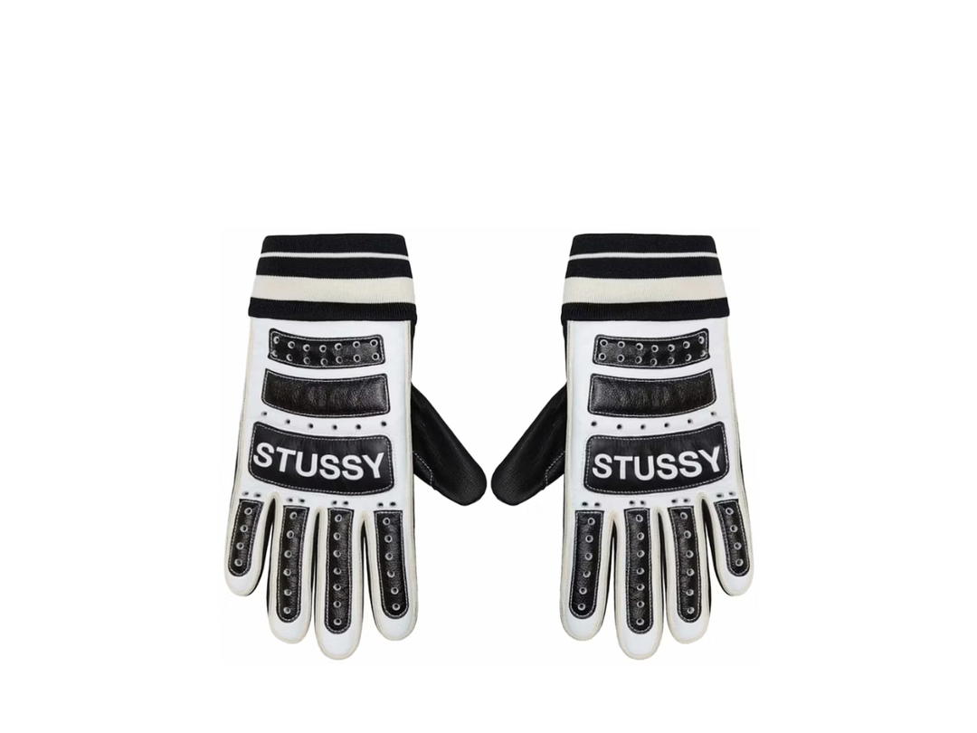 Stussy Stussy Leather Bike Gloves Black White