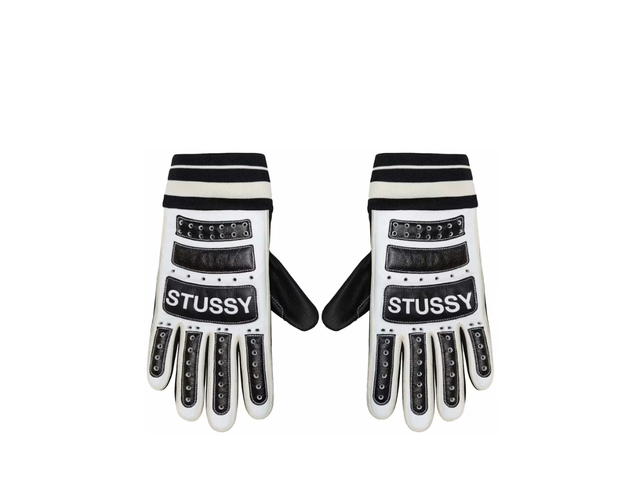 Stussy Stussy Leather Bike Gloves Black White - view 1