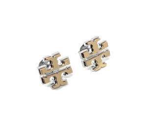 Buy Tory Burch Small Logo Stud Earrings Two Toned Gold Silver at Sasom – Authentic and Ready to Ship