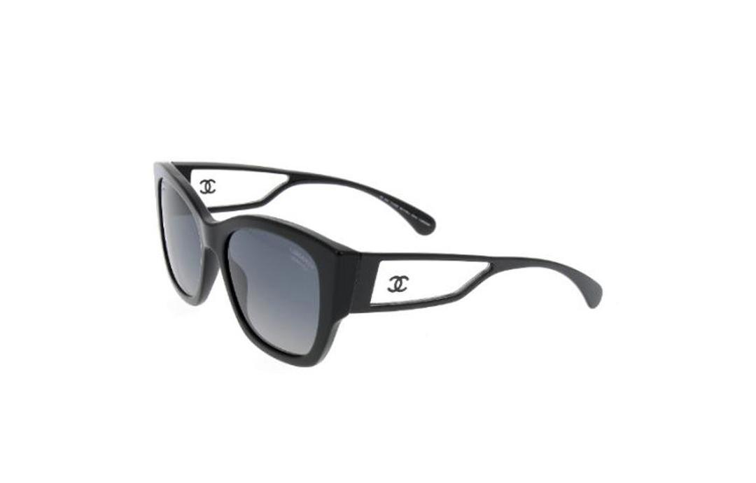 Chanel Chanel Irregular Shape Sunglasses Women's Black