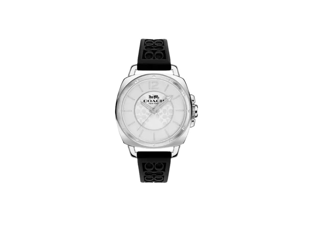 Coach Coach Signature Embossed Boyfriend Watch Rubber Strap Black