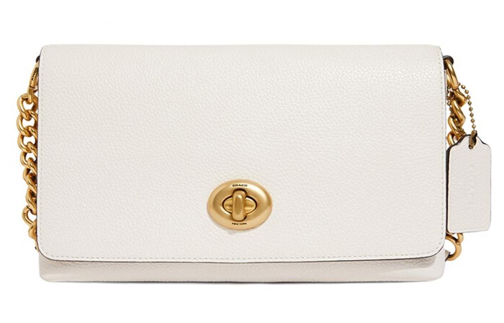 Coach Coach Crosstown Pebbled Leather Small Square Bag Shoulder Bag Medium Size Women's White
